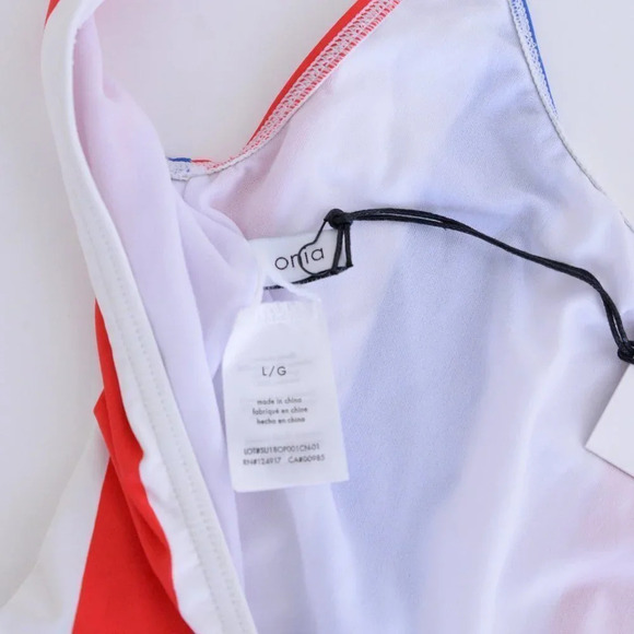 NWT Onia  Blue, Red & White Stripe One-Piece Bathing Suit Large - Picture 12 of 13